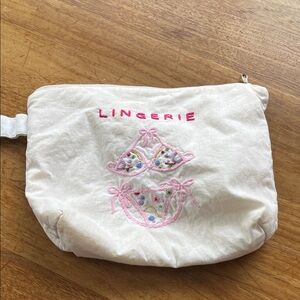 Lily Juliet White and Pink Lingerie Pouch